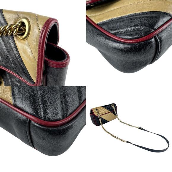 GUCCI Black Leather GG Marmont Shoulder Bag - Picture 4 of 5